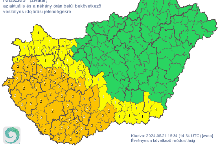 Msodfok riasztst adtak ki zivatarok veszlye miatt Vas vrmegyre is (frisstve)