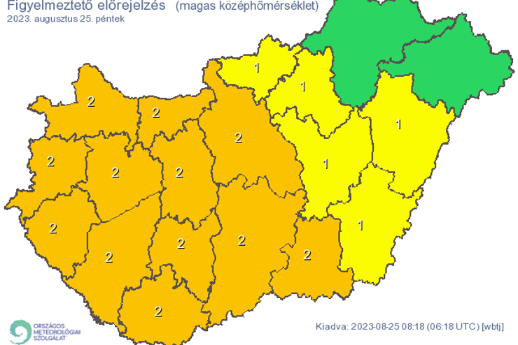 Vasban a meleg miatt msodfok a figyelmeztets